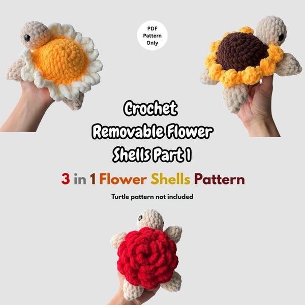 Wzór na szydełkowego żółwia kwiatowego z wyjmowaną skorupą, część 1. Pluszowa maskotka amigurumi dla początkujących (do pobrania w formacie PDF)