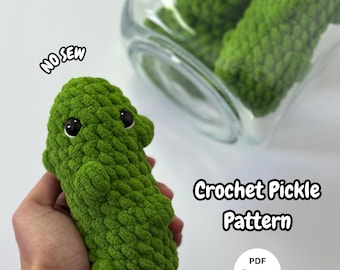 Crochet Pickle Plushie Pattern Beginner Friendly NO SEW Amigurumi Pickle (PDF Download)
