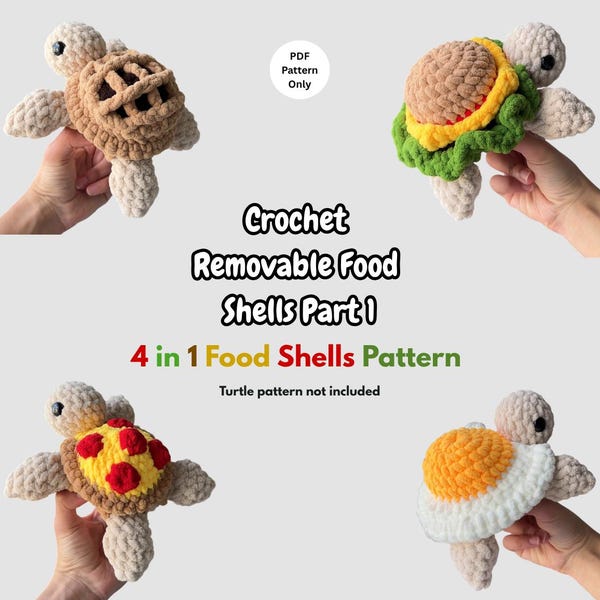 Wzór na szydełkową maskotkę żółwia spożywczego z wyjmowaną skorupą, część 1. Pluszowy żółw amigurumi (pobierz plik PDF)