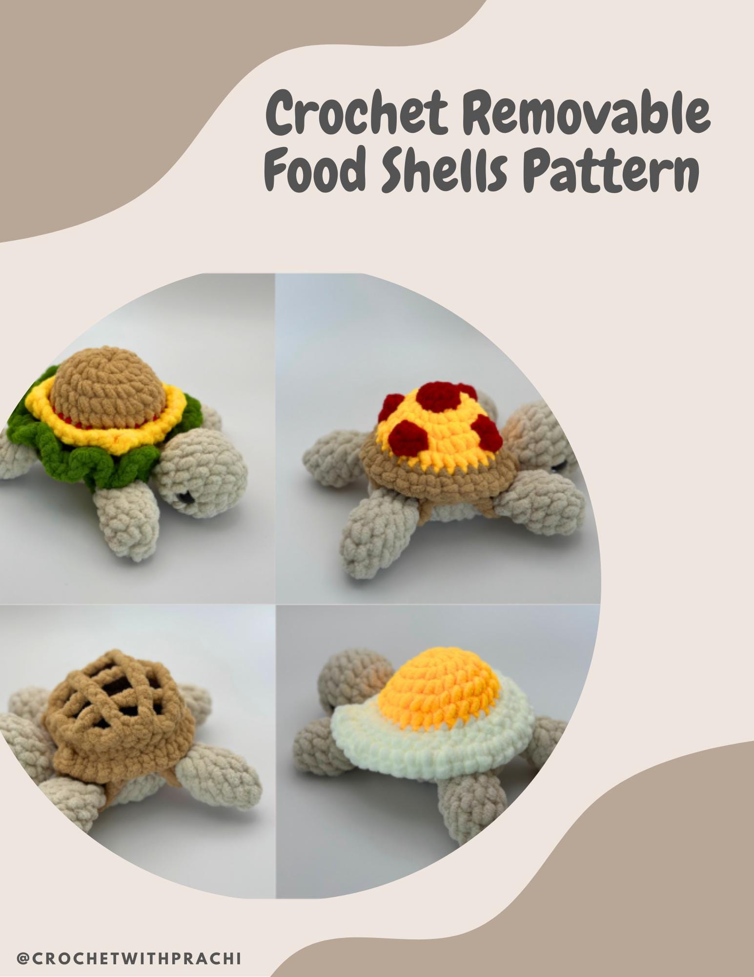 Crochet Food Turtle Removable Shell Pattern Amigurumi Turtle Plushie ...