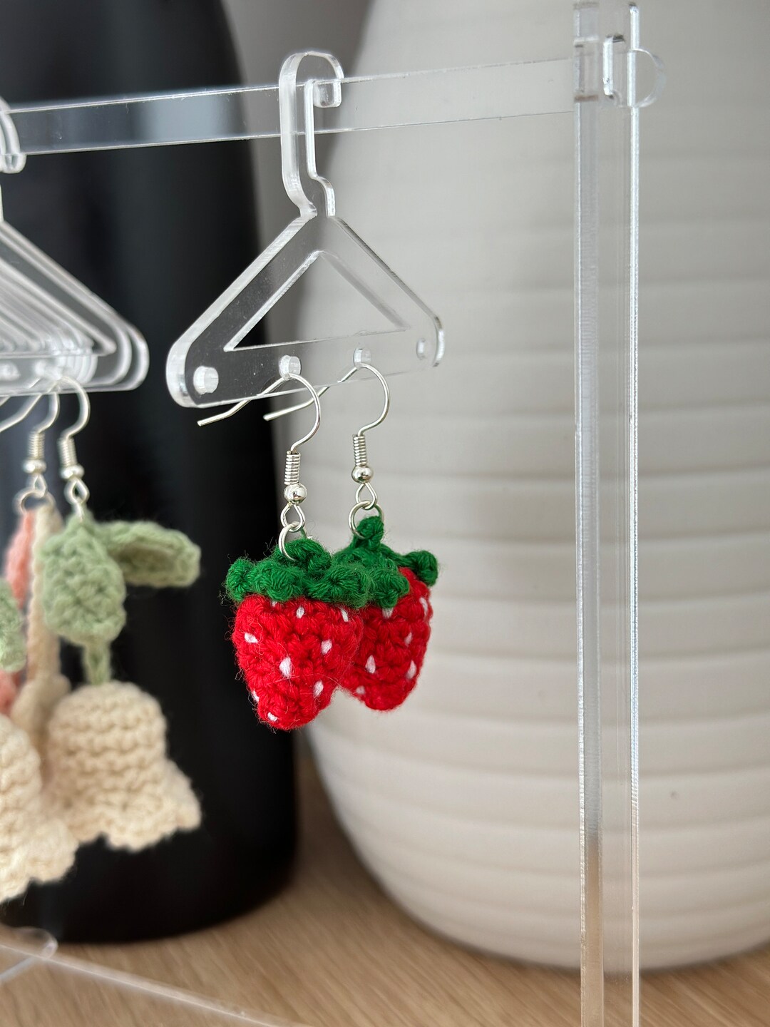 Crochet Strawberry Earring Pattern, Crochet Earring Pattern, Handmade