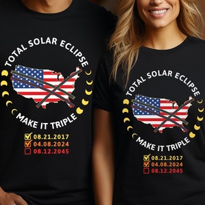 Make it Triple, Total Solar Eclipse 8 April 2024, North American Path of Totality, Checkboxes, Souvenir Gift for Girlfriend, Wife, Husband