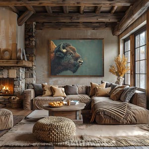 Vintage-Style American Bison Canvas Wrap: Rustic Western Decor