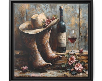 Rustic Cowboy Boots Canvas Print: Western Home Decor