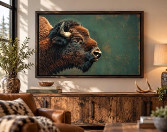 Vintage-Style American Bison Canvas Wrap: Rustic Western Decor