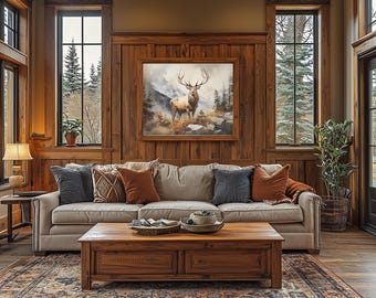Majestic Elk Overlook Gallery Canvas Wraps, pozioma rama