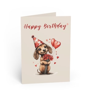 Adorable Dachshund Birthday Card | Cute Dog Greeting Card for Dog Lovers