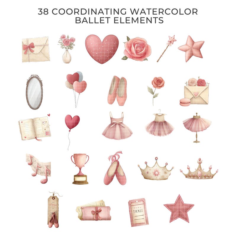 Ballerina Clipart Bundle, Ballet Girl PNG, Pink Watercolor Clipart ...