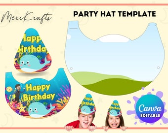 Printable Birthday Party Hat Template | DIY |  Party Hat Template | Customize Party Hat