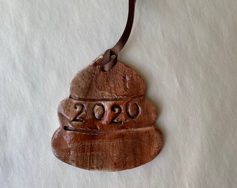 Ceramic brown flat 2020 poop ornament