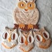 Orange and brown Ceramic Owl Wind Chimes - 4 pieces