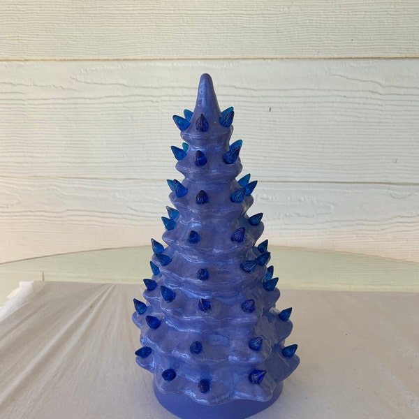 Blue Ceramic Christmas Tree With Lights Etsy
