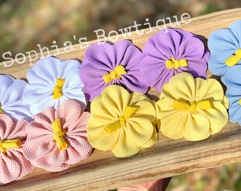 Spring bows, flower bows , flower piggies , clip bows , small bows ,