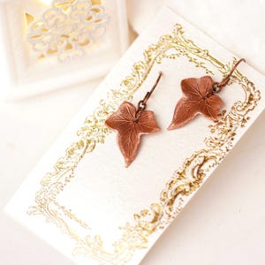 Leaf earrings, ivy leaf earrings, ivy earrings, fantasy earrings, boho earrings, gold ivy earrings, cottagecore earrings