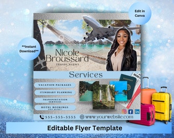 Travel Agent Flyer Template, Travel Agent Social Media Template, Travel Agent Booking Flyer Template