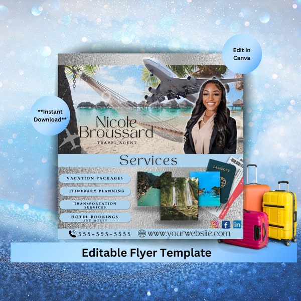 Travel Agent Flyer Template, Travel Agent Social Media Template, Travel Agent Booking Flyer Template