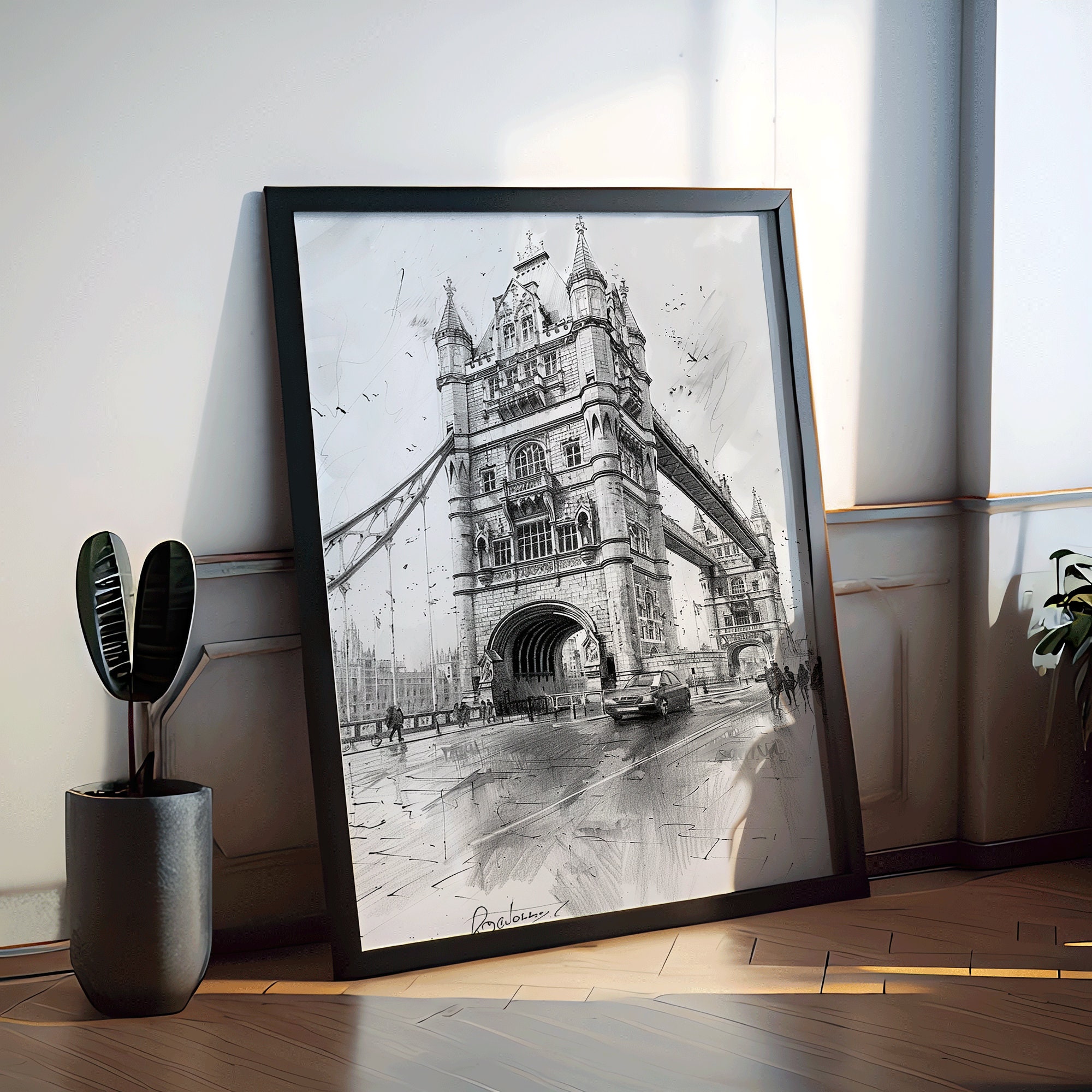 London Bridge Art Black and White Wall Decor England Wall Art London