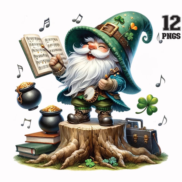 Watercolor St. Patrick’s Day Gnomes Clipart Bundle, Gnomes PNG, Fantasy Clipart,St. Patrick’s Gnomes Png, Gnomes Sublimation