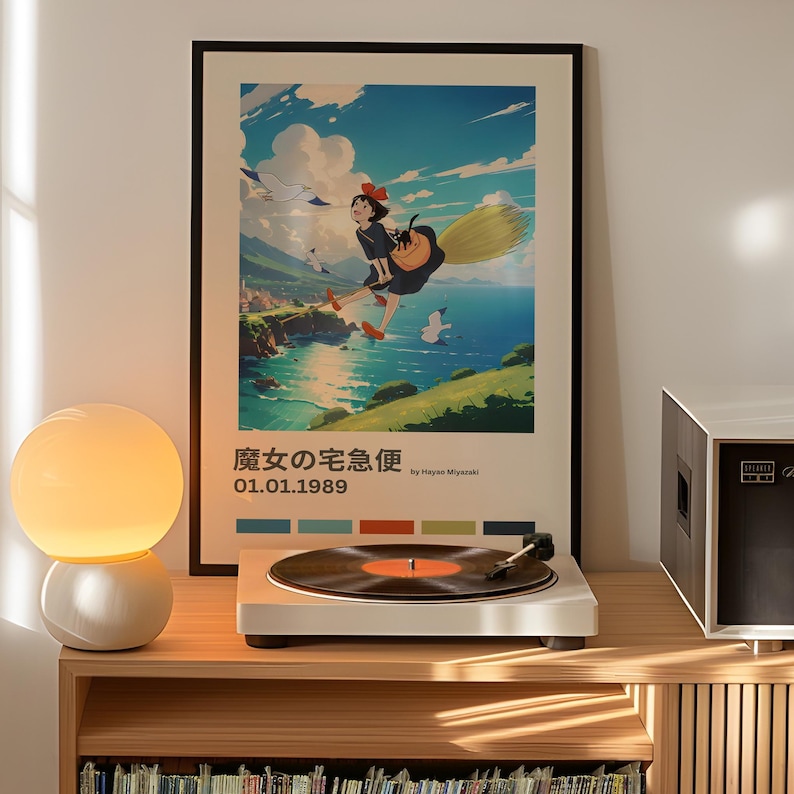 Studio Ghibli posters – Choose your print – Spirited Away, Totoro, Howl’s, Princess Mononoke, Kiki, Castle, Ghibli wall art Kiki's Delivery