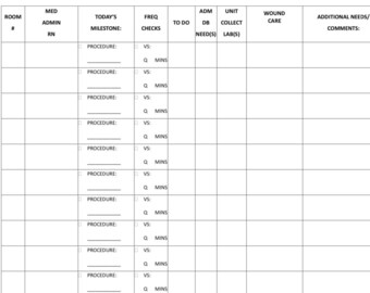 LPN Shift Brain Herramienta de organización de 10 pacientes Paisaje de 1 lado
