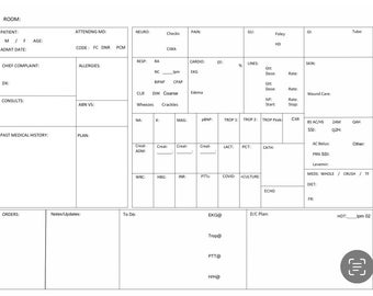 Hoja de informe de enfermeras registradas/Herramienta de transferencia de pacientes - PCU