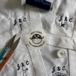 Serviette de table à cocktail en lin personnalisée : monogramme brodé, serviette de table pour boisson ajourée image 17