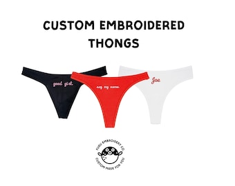 Custom Embroidered Thong, Personalized Lingerie, Bachelorette Gift