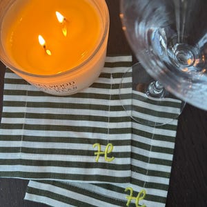 Serviette de table à cocktail en lin personnalisée : monogramme brodé, serviette de table pour boisson ajourée image 14
