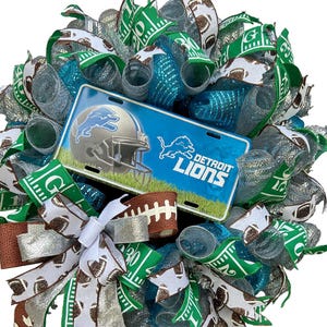 Detroit Lions-krans voor voordeur – krans voetbalwedstrijddag – NFL-gaaskrans – deurdecoratie sportfan – krans leeuwenthema