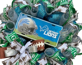 Guirlanda de malha Detroit Lions – Decoração de porta para fãs de futebol americano