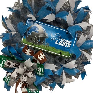 Detroit Lions-krans voor voordeur – krans voetbalwedstrijddag – NFL-gaaskrans – deurdecoratie sportfan – krans leeuwenthema