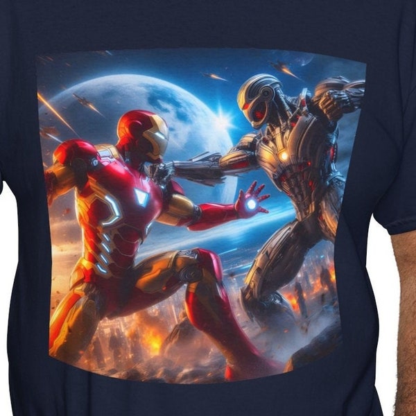Ironman vs Ultron Unisex T-shirt - Epic Battle on Strange Planet Marvel Graphic Shirt