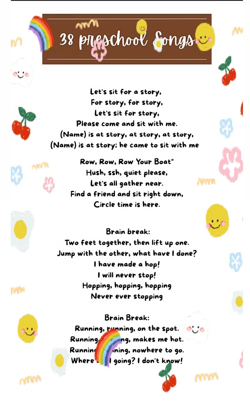 38 Songs for Preschool - Etsy