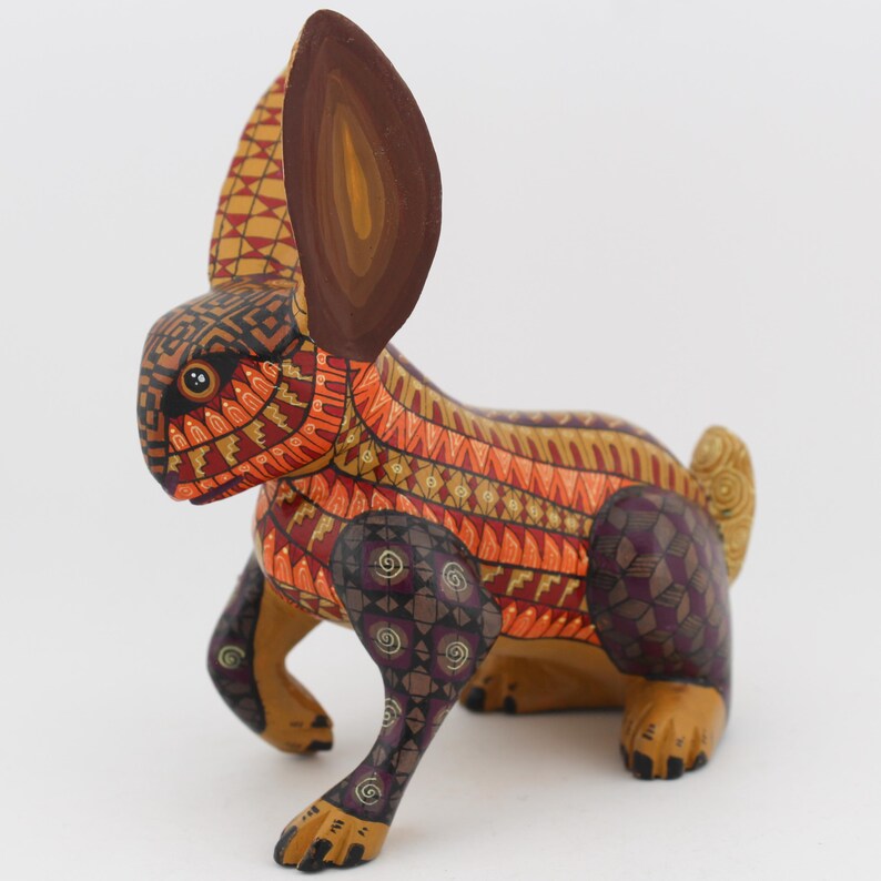 Elegant Mexican Listening Rabbit Alebrije, Zapotec Pattern and ...