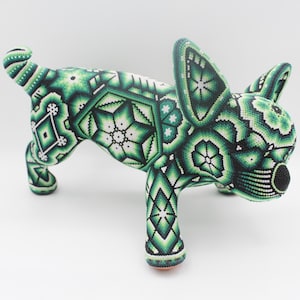 Cute Playful Pup with Leg Up Huichol Statue, Home Decor, Handmade Mexican Figure, Traditional Mexican Art, Wixarica Piece