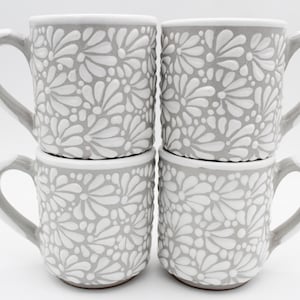 Set of 4 Talavera Mugs, Beautiful Handcrafted Functional Art Pieces, Microwave Dishwasher Safe, Scratch Resistant