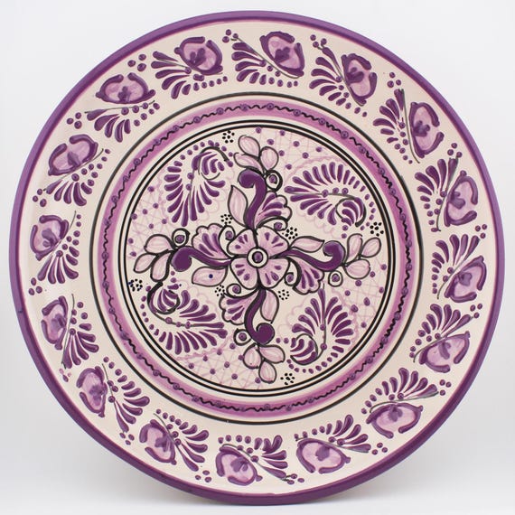 Mexican Talavera  11.8" Diameter Plates, Handmade Clay Plates, Handmade Tableware, Mexican Pottery Dishwasher and Microwave Safe,