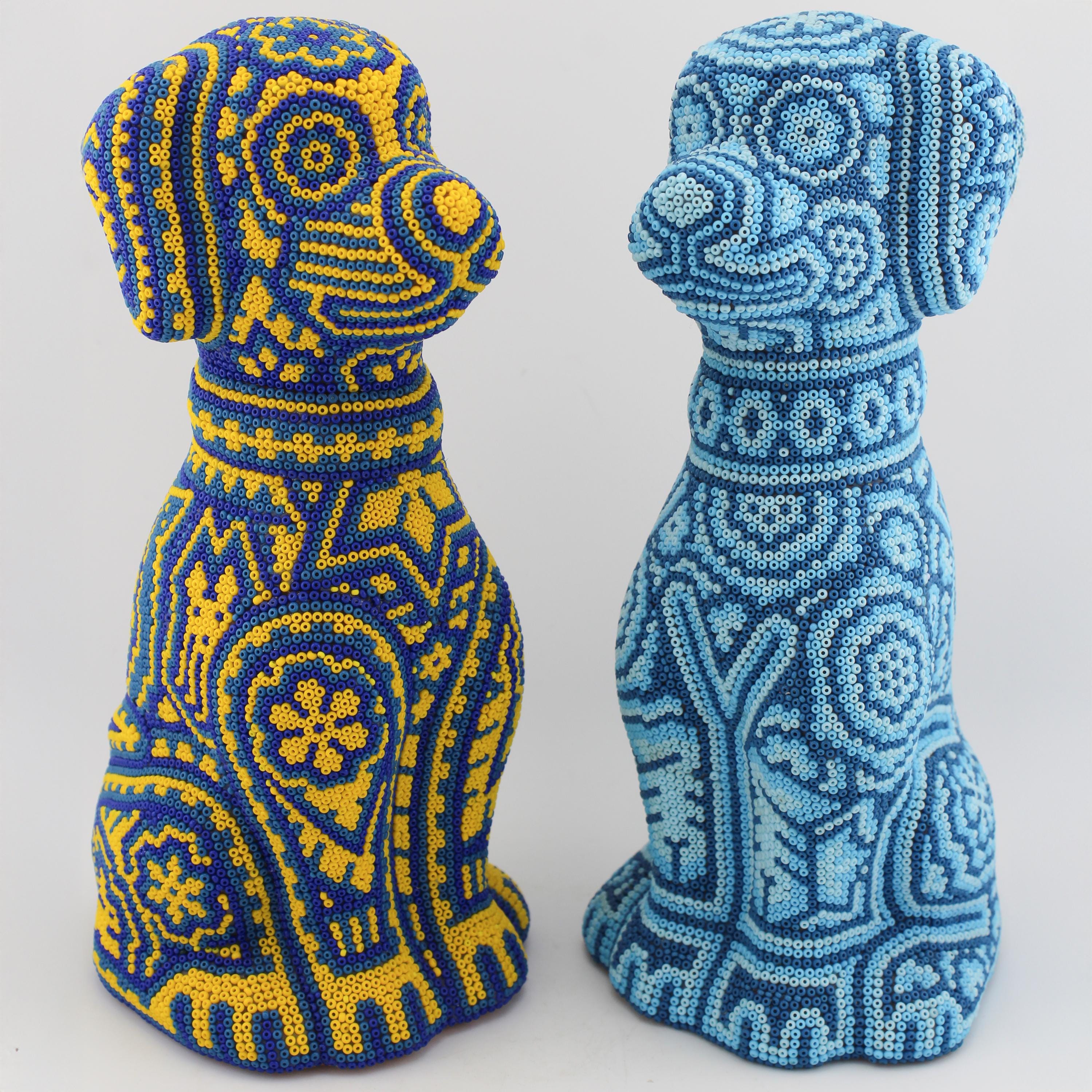 Mexican Colorful Dalmatian Huichol Statue Figure, Traditional