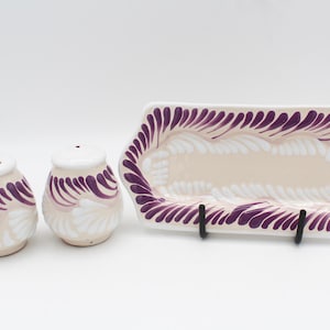 Colorful Talavera Salt and Pepper Shaker Set, Floral and Feathered Pattern, Puebla Mexico, Handmade Mexican Art, Scratch Resistant