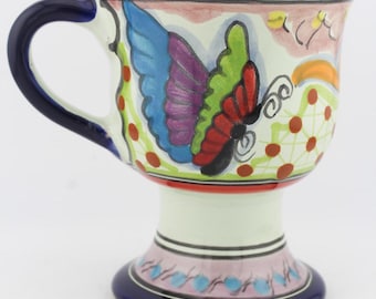 Modern Talavera Multicolor Tall Mugs 10oz, Puebla Talavera, Handmade Clay Cups, Microwave and Dishwasher Safe, Lead Free, Scratch Resistant