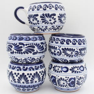 Modern Talavera Green 14oz Mugs, Puebla Talavera, Handmade Clay Cups