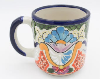 Talavera Coffee Mugs 14 oz, Puebla Talavera, Handmade Clay Cups, Microwave and Dishwasher Safe, Lead Free, Scratch Resistant