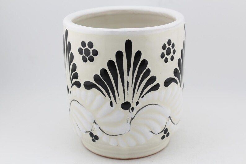 Modern Black Mexican Talavera Hot Chocolate Mug 21oz - Handcrafted Puebla Mexico, Dishwasher & Microwave Safe