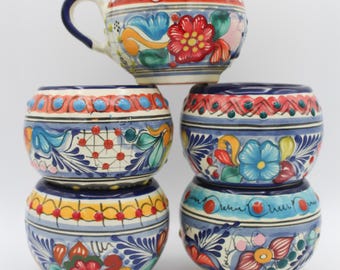 Beautiful Mexican Talavera Flower Hot Chocolate Mug 21oz, Puebla Mexico, Dishwasher Microwave Safe, Scratch Resistant, Lead Free