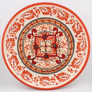 Mexican Talavera 11.8" Diameter Plates, Handmade Clay Plates, Handmade Tableware, Mexican Pottery Dishwasher and Microwave Safe, Orange