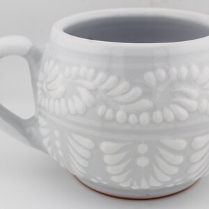 Beautiful Snowy White Hot Chocolate Mug 21oz, Puebla Mexico, Dishwasher Microwave Safe, Scratch Resistant, Lead Free Style 7