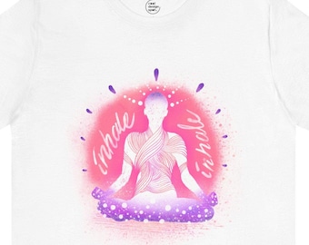 Maglietta con disegno di meditazione, maglietta con arte zen, maglietta con grafica di consapevolezza, maglietta da yoga, maglietta unisex, abbigliamento spirituale