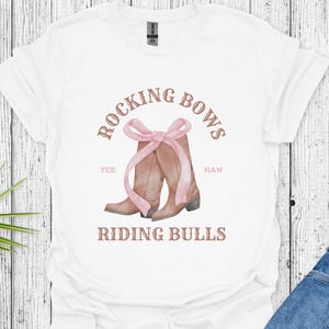 Rocking Bows Cowboy Boots PNG, Preppy Clothes, Sublimation Design Download, Coquette Heart Png, Coquette Pink Bow Png
