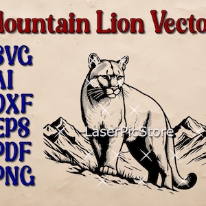 Arquivo vetorial de leão da montanha - SVG AI DXF e mais - American Animal svg - Arquivo de puma