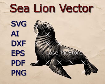 Sea Lion Vector | Engraving File for Glowforge, Laser Engraver, CNC, Printing | Marine Animal SVG Download